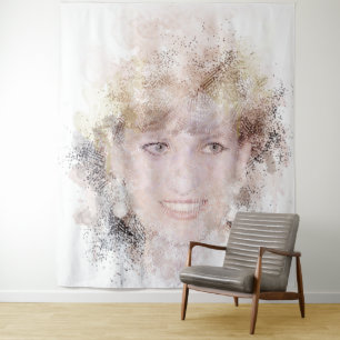 Diana The People's Princess Watercolor Portrait Tapestry