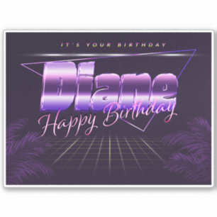 Diane Name First name lila retro Sticker Birthday