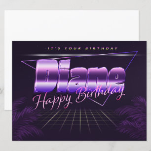 Diane Name Vorname lila retro Karte Geburtstag Card