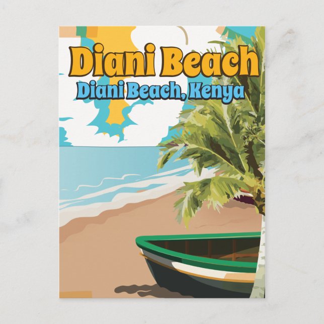 Diani Beach Kenya vintage travel poster. Postcard (Front)