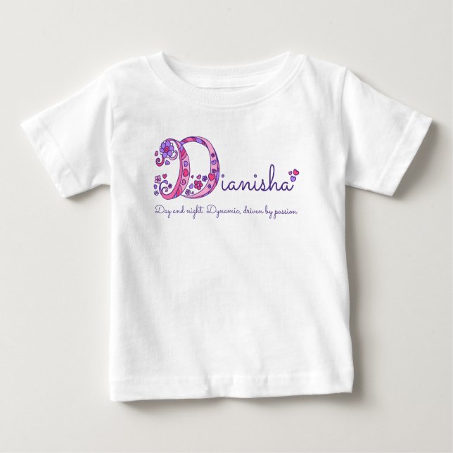 Dianisha letter D art name meaning pink purple Baby T-Shirt (Front)
