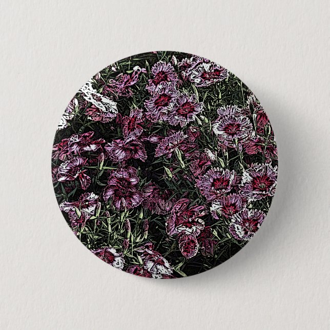 DIANTHUS FLOWERS 6 CM ROUND BADGE (Front)