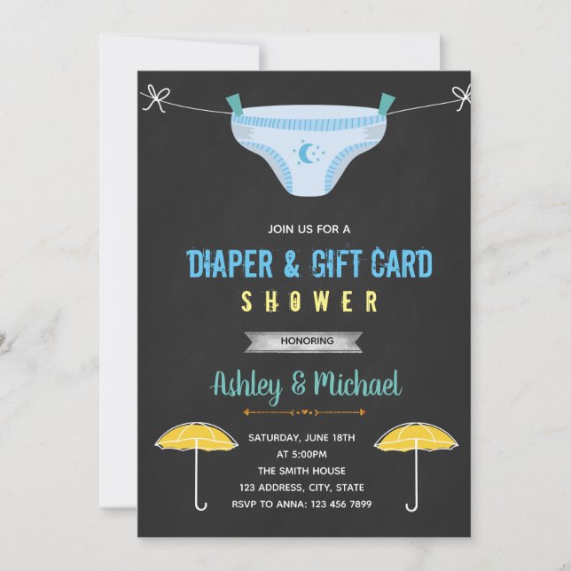 Diaper and gift card shower invitation (Front)