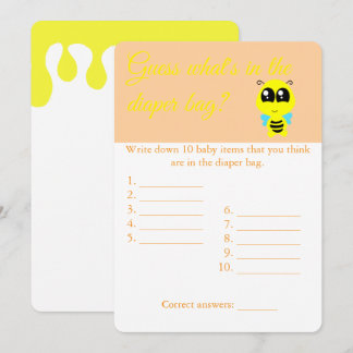 Diaper Bag, Baby Shower Game Card Flyer, Bee