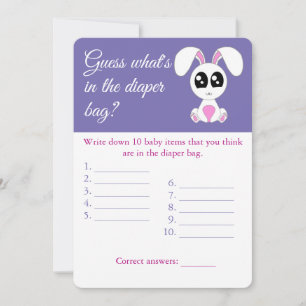 Diaper Bag, Baby Shower Game Card Flyer, Rabbit