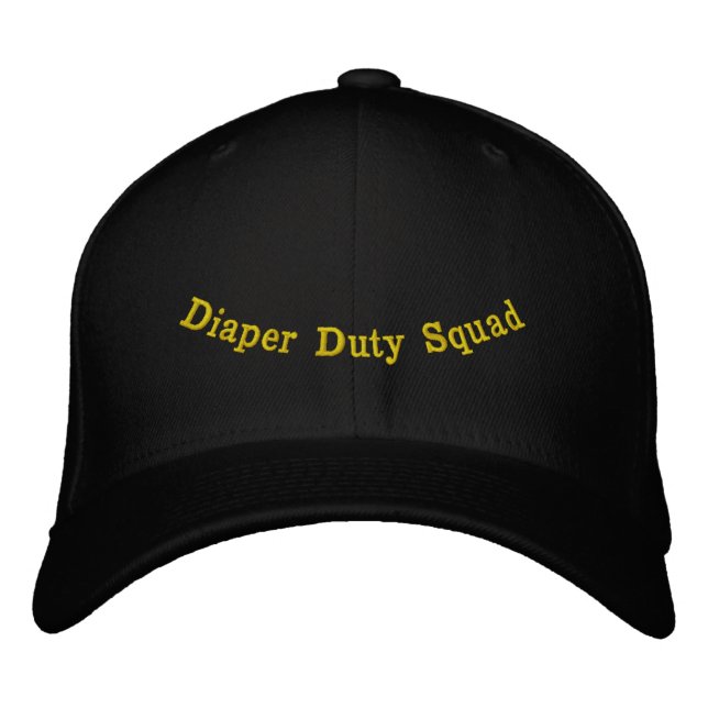 Diaper Duty Squad Front Back Black Flexfit Wool Embroidered Hat (Front)