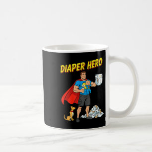 Diaper Hero Funny Cartoon Dad Design For New Fathe Coffee Mug
