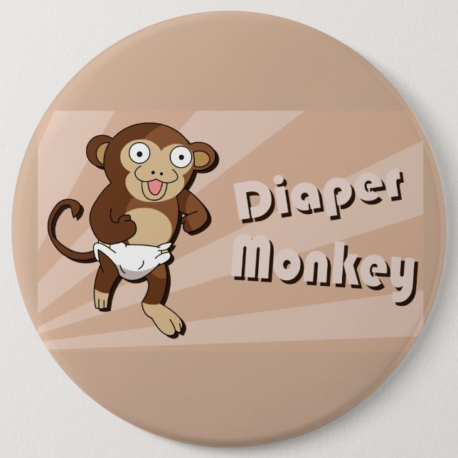 Diaper Monkey button (Front)