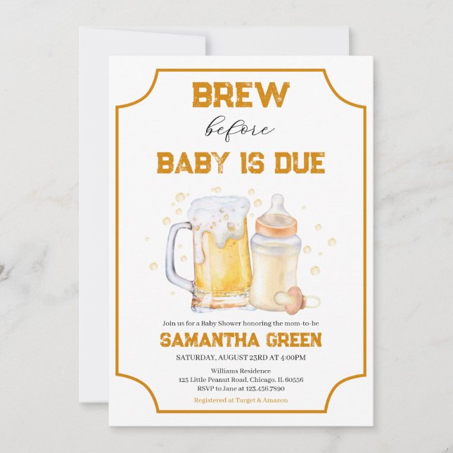 Diaper Party Brew Before Baby is Due Baby Shower Invitation (Front)