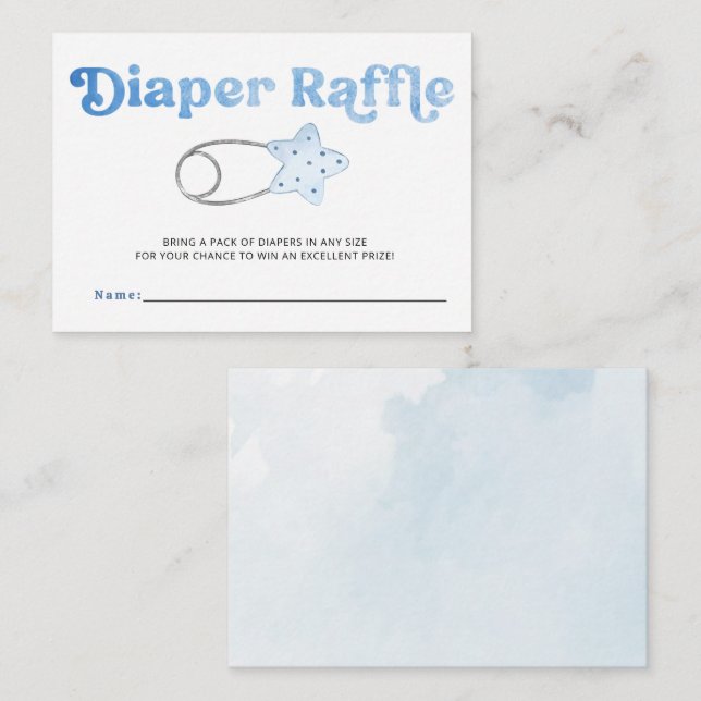 Diaper Pin Blue Boy Baby Shower Diaper Raffle Enclosure Card (Front/Back)