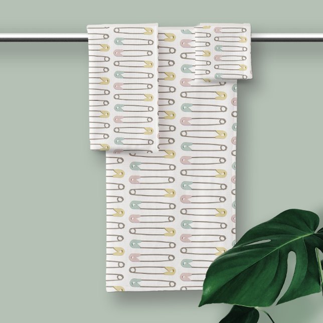 Diaper Pin Pattern Modern Nursery Bath Towel Set (Creator Uploaded)
