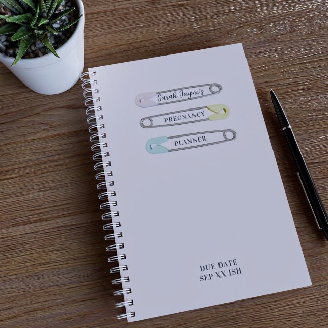 Diaper Pins Pink Pregnancy Planner (Just add your name to this cute pink pregnancy planner)