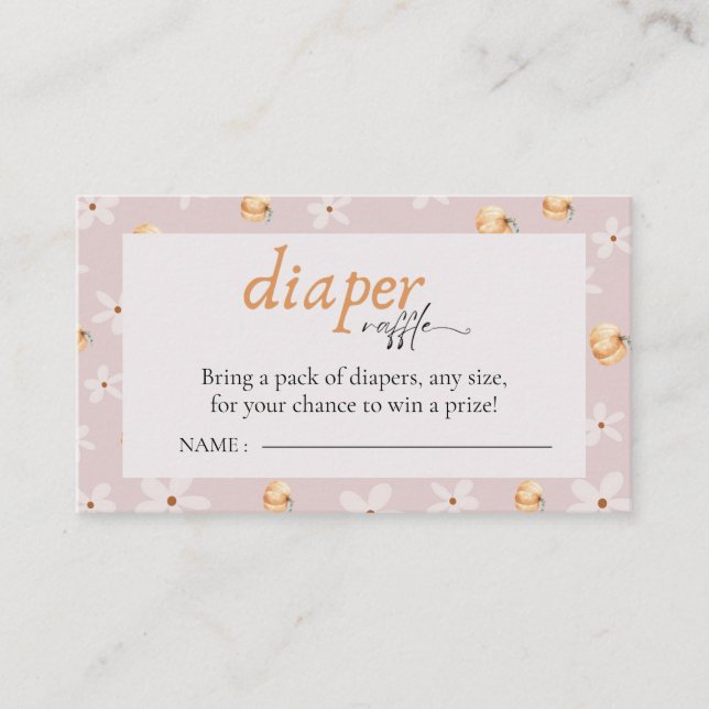 Diaper Raffle A Little Pumpkin Fall Baby Shower Enclosure Card (Front)