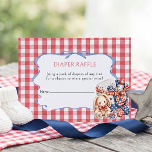 Diaper Raffle All American Girl Baby Shower Enclosure Card