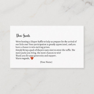 Diaper Raffle Autumn Teddy Bear Baby Shower Enclosure Card