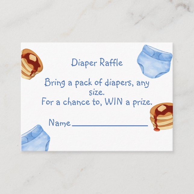 Diaper raffle baby boy shower enclosure card (Front)