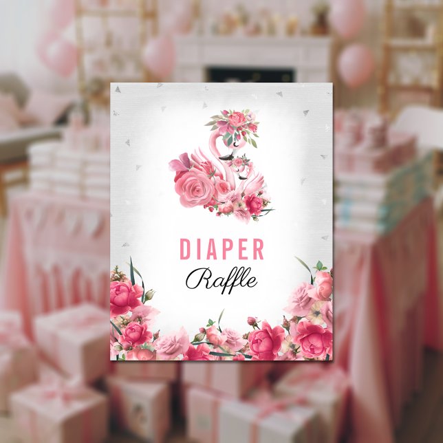 Diaper Raffle Baby Game Silver Flamingo Ballerina Poster (Creator Uploaded)