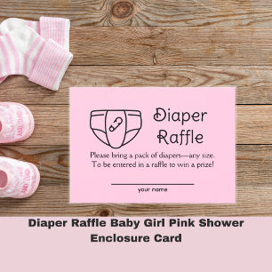 Diaper Raffle Baby Girl Pink Shower Enclosure Card