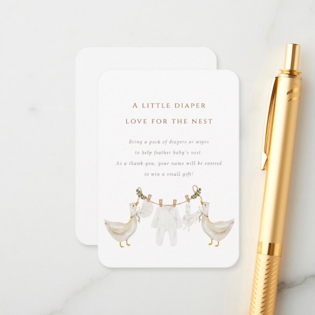 Diaper Raffle Baby Goose Nest Baby Shower Enclosure Card (Front/Back In Situ)