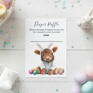 Diaper Raffle Baby Highland Cow Easter Bunny Enclosure Card