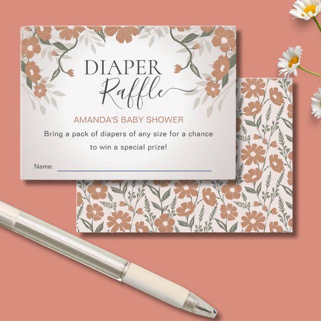 Diaper Raffle Baby in Bloom Shower Gender Neutral  Enclosure Card (Creator Uploaded)