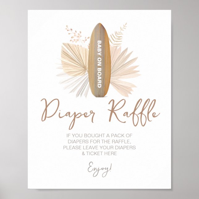 Diaper Raffle Baby on Board Baby Shower Sign (Front)