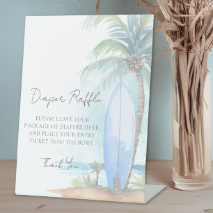 Diaper Raffle Baby On Board Beach Baby Shower Pedestal Sign