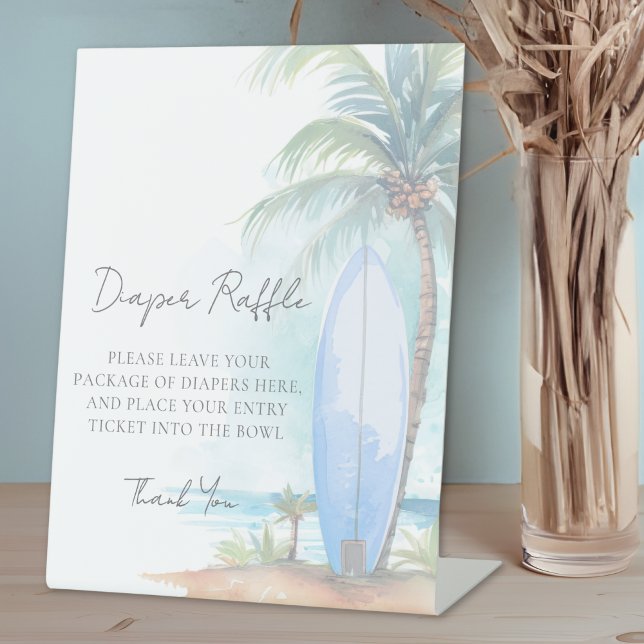 Diaper Raffle Baby On Board Beach Baby Shower Pedestal Sign (Diaper Raffle Baby On Board Beach Baby Shower Pedestal Sign )