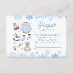Diaper Raffle Baby Shower Blue Boy Cold Outside Enclosure Card