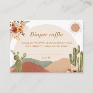 Diaper Raffle Baby Shower   Boho Southwest Desert Enclosure Card