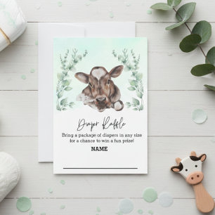 Diaper Raffle Baby Shower Cow Eucalyptus Farm Invitation