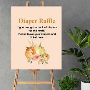 Diaper raffle baby shower fall pumpkin blush pink  poster