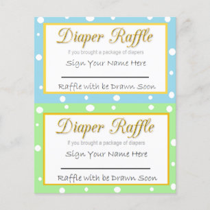 Diaper Raffle Baby Shower Game Blue and Green Flyer