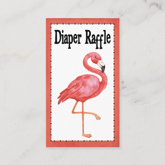 Diaper Raffle Baby Shower Game Pink Flamingo Enclosure Card (Front)