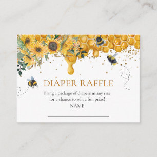 Diaper Raffle Baby Shower Honey Bee Watercolor Enclosure Card