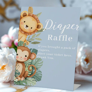 diaper raffle baby shower Jungle Safari Animals  Pedestal Sign