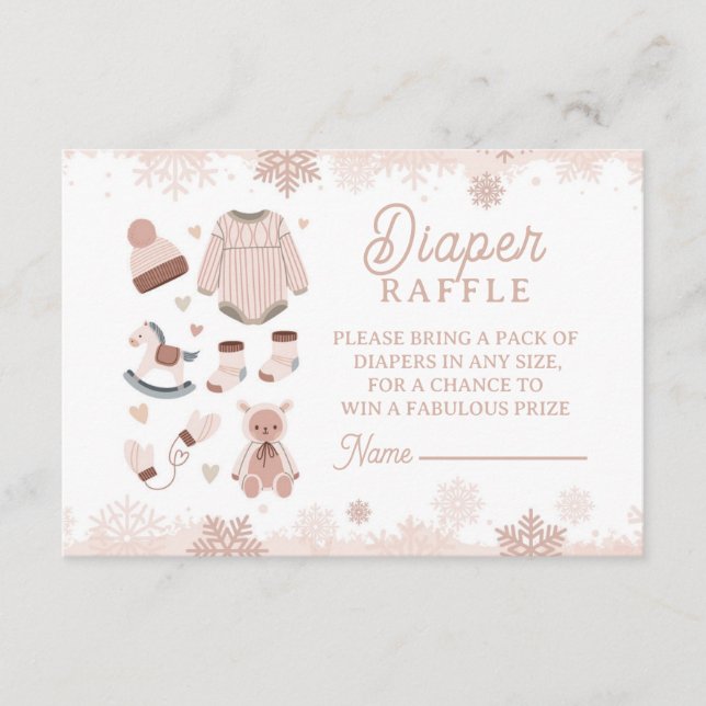 Diaper Raffle Baby Shower Neutral Cold Outside Enclosure Card (Front)
