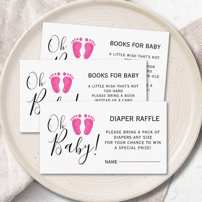 Diaper Raffle Baby Shower Pink Feet Enclosure Card (Creator Uploaded)