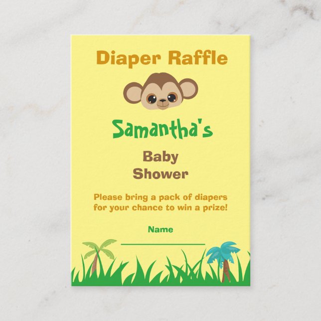 Diaper Raffle Baby Shower Safari  Enclosure Card (Front)