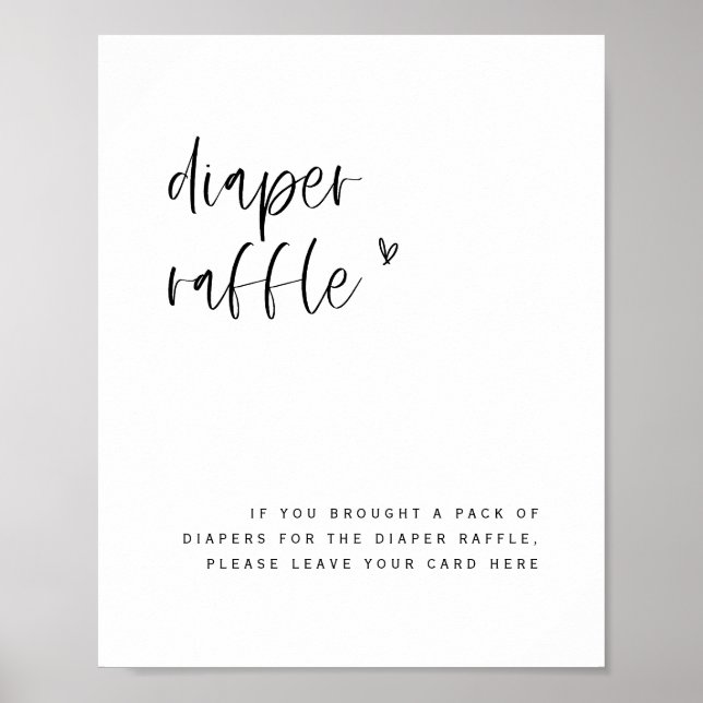 Diaper Raffle Baby Shower Sign Activity Game (Front)