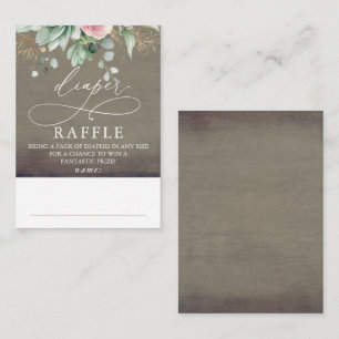 Diaper Raffle Baby Shower Ticket Succulents Enclosure Card