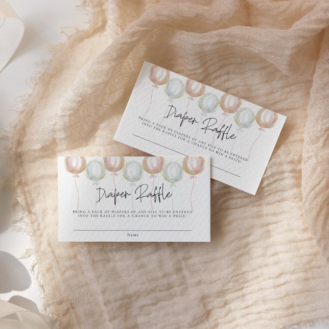 Diaper Raffle Balloon Gender Reveal Baby Shower Enclosure Card (Creator Uploaded)