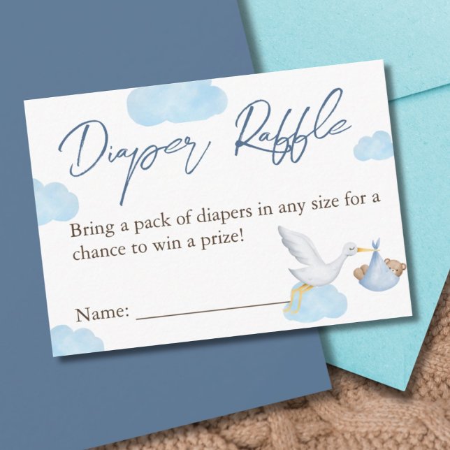 Diaper Raffle, Bear Baby Shower, Baby Boy Enclosure Card (Creator Uploaded)