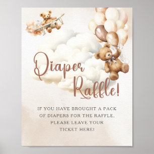 DIAPER RAFFLE Bear Simple Baby Shower Game Poster
