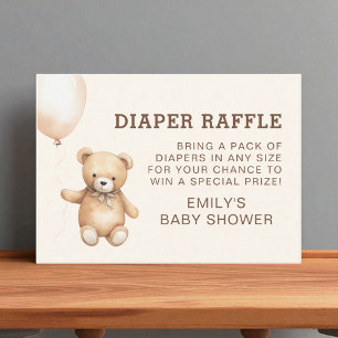 Diaper Raffle Bearly Wait Teddy Bear Baby Shower Enclosure Card