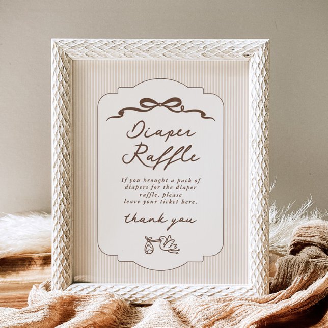 Diaper raffle Bebe Cafe Brown Bow Handdrawn Poster (Creator Uploaded)