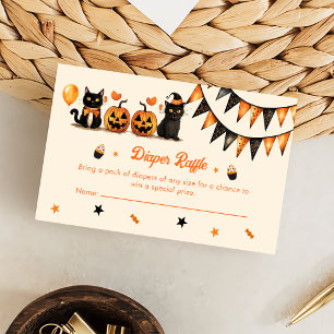 Diaper Raffle Black Cat Halloween Party Enclosure Card