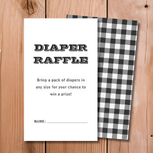 Diaper Raffle   Black Plaid Baby Shower  Enclosure Card