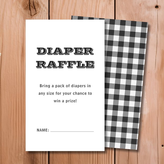 Diaper Raffle | Black Plaid Baby Shower  Enclosure Card (Creator Uploaded)
