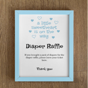 Diaper Raffle Blue boy Baby Shower Sign